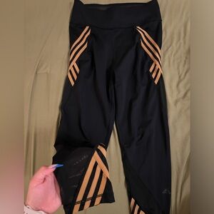 Black Adidas ivy park leggings with tan accents, size large
